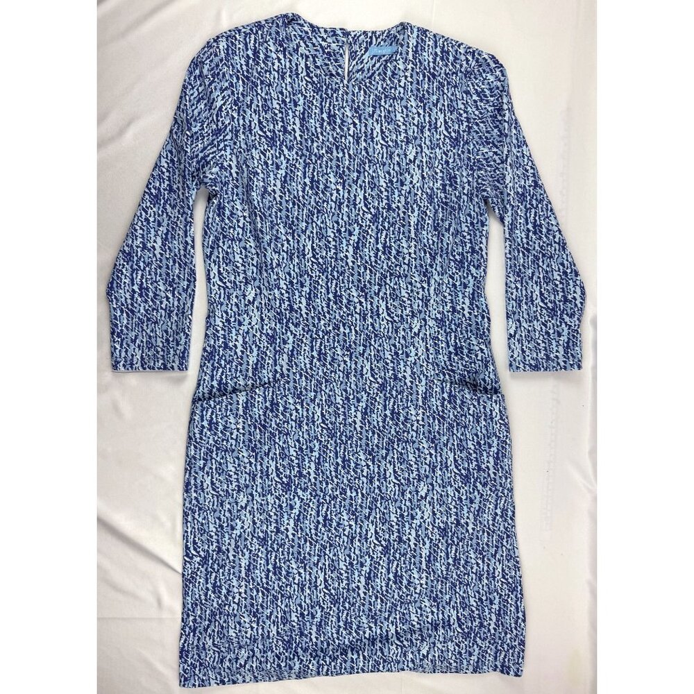 J McLaughlin Catalyst Dress Catalina Cloth S Blue Aqua Abstract Geo Print - Picture 2 of 8